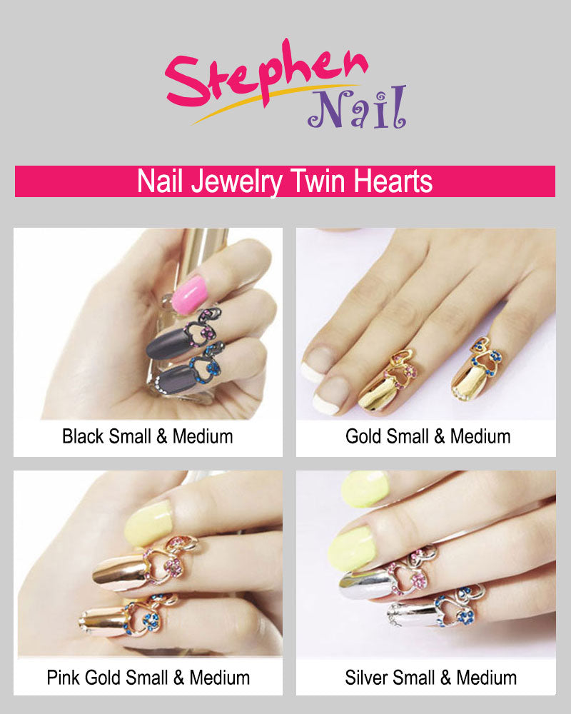 Nail Jewelry Twin Hearts (M-Black)