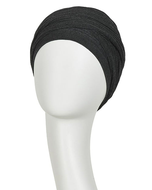 Isolde Hat with Headband - Knitted in 0374 - Dark Charcoal Grey