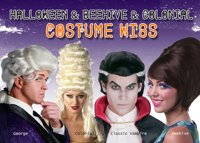 Halloween Costume Wigs: Beehive and Colonial Costume Wigs
