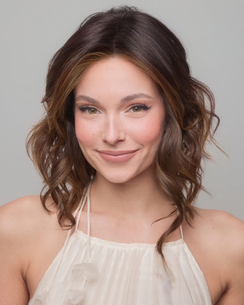 Medium Wavy TP Mono | Lace Front & Monofilament Synthetic Hair Topper by Amore