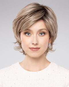 Rooted Creamy Coco - Medium Brown Roots, Cool Platinum Blonde with Almost White Highlights