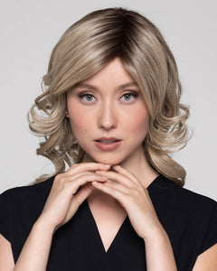 Rooted Creamy Coco - Medium Brown Roots, Cool Platinum Blonde with Almost White Highlights