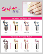 Nail Jewelry Twin Hearts (M-Silver)