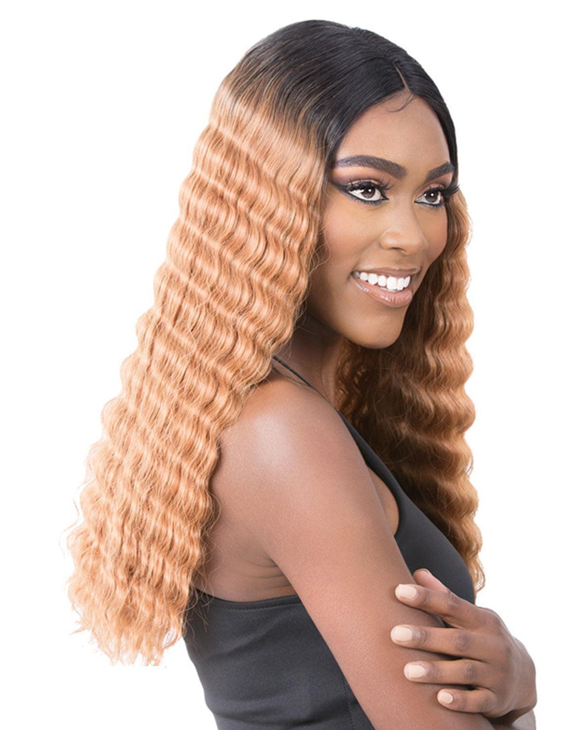 Crimped hair wig top