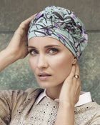 Azure Printed Turban in 0437 - Magnolia Blue