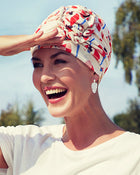 Lotus Turban - Printed Linen in 0594 - Pixelated Poppies